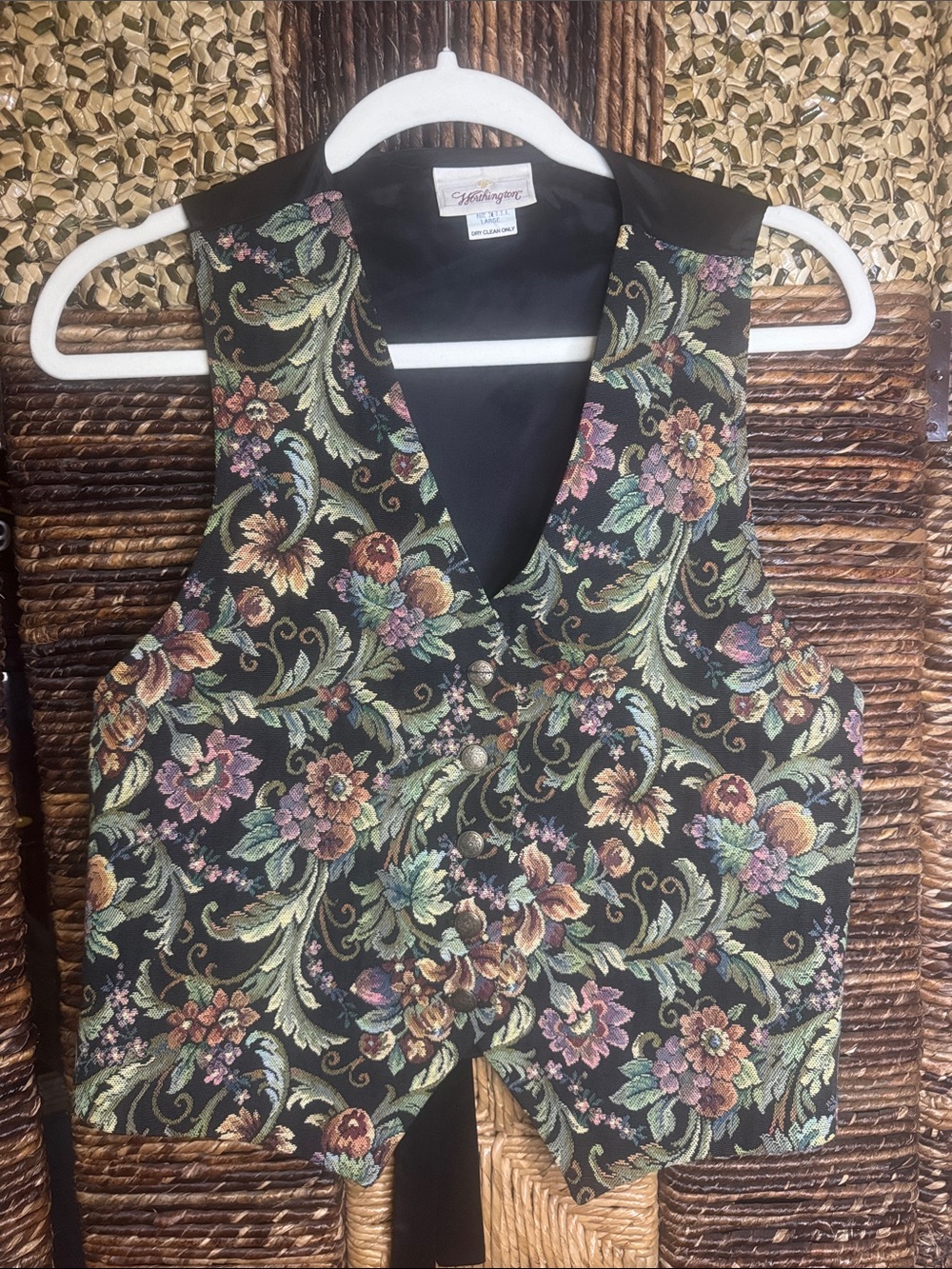 Worthington Black Floral Brocade Vest